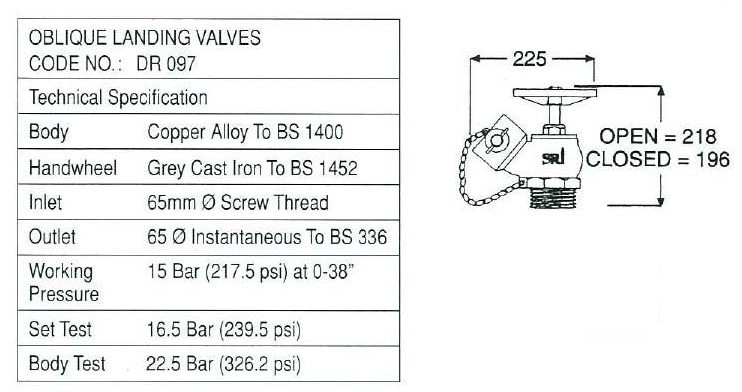 landing valve spec